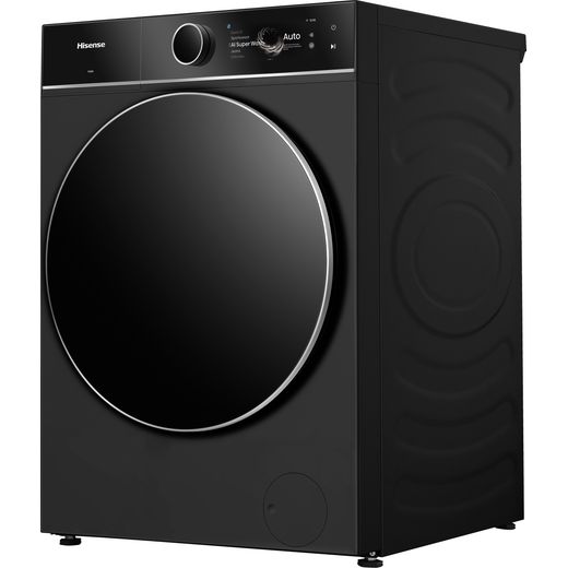 Hisense KitchenFit 7i Series WF7I1248BBR 12kg WiFi Connected Washing Machine with 1400 rpm - Black - left perspective shot 