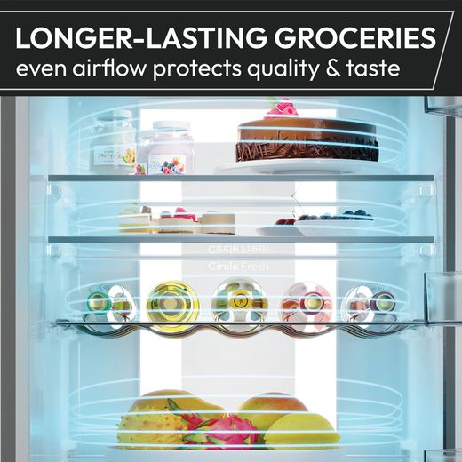 Hoover H-COMBI 300 HONCQ2T618AWK 185cm 60/40 No Frost Fridge Freezer - White - Annotation - Airflow shot