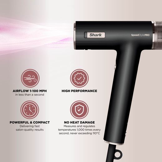 Shark SpeedStyle HD701UK Hair Dryer - Black - Annotation - Features