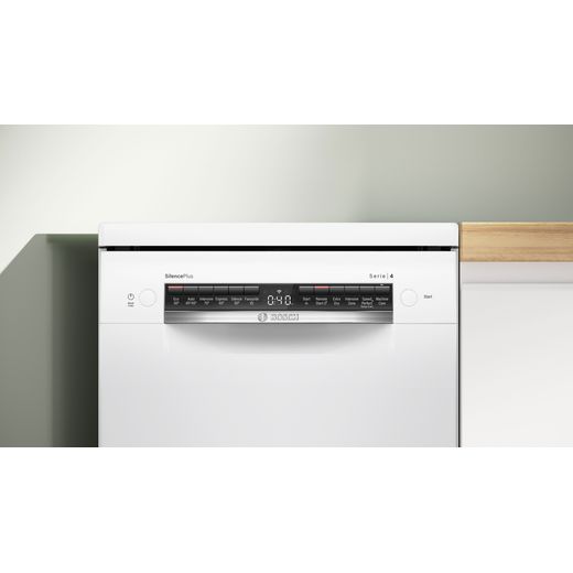 Bosch Series 4 Slimline Dishwasher - White - Control panel in kitchen shot
