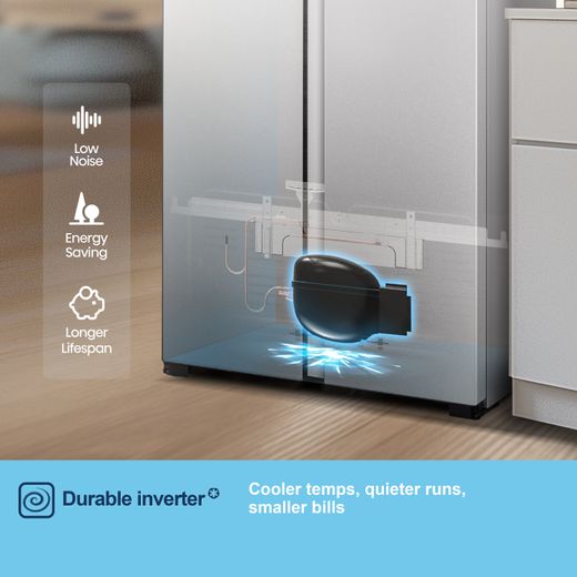 Fridgemaster American Fridge Freezer - Silver - Annotation - Durable inverter
