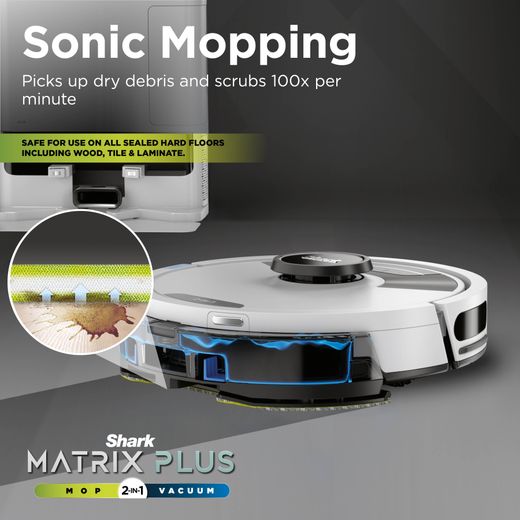 Shark Matrix Plus 2-in-1 Robotic Vacuum Cleaner - Silver - Annotation - Sonic Mopping
