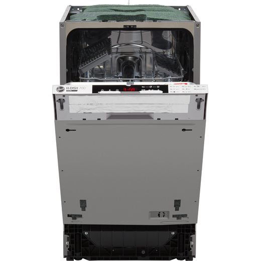 Hoover Fully Integrated Slimline Dishwasher - Stainless Steel Control Panel with Fixed Door Fixing Kit - Front shot with door open