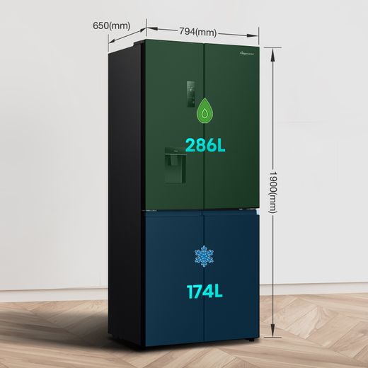Fridgemaster American Fridge Freezer - Black - Dimensions