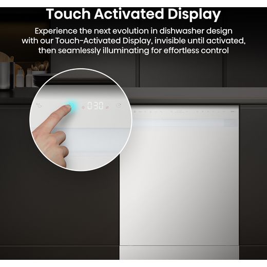 Hisense Standard Dishwasher - White - Annotation - Touch activated display shot