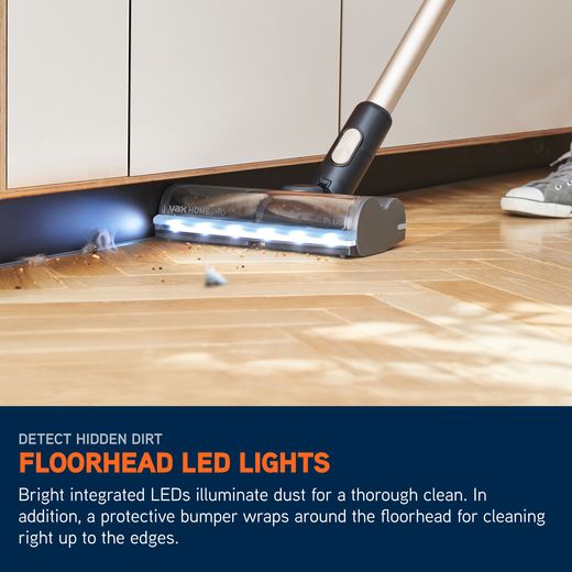 Vax HomePro Plus Cordless Vacuum Cleaner with up to 45 Minutes Run Time - Graphite - Annotation - Floorhead led ligths shot