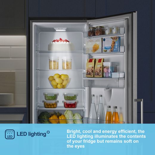 Fridgemaster MC55265DES 180cm 70/30 Fridge Freezer - Silver - Annotation - LED lighting