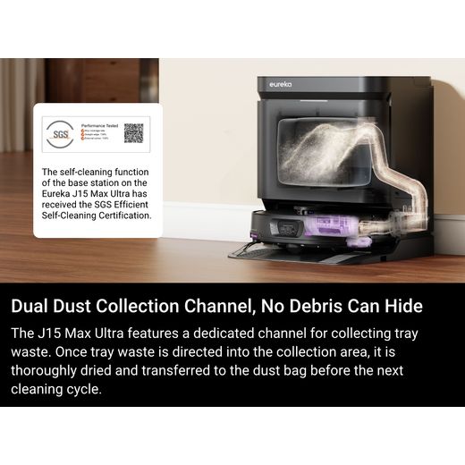 Eureka J15 Max Robotic Vacuum Cleaner - Black - Annotation - Collecting tray shot