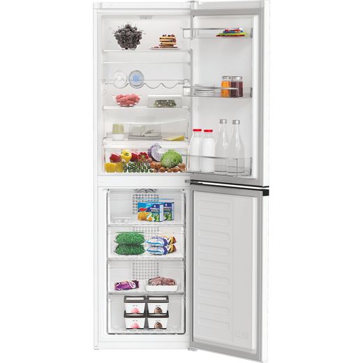 Hotpoint HPKH 1261 W5UK 182cm High 50/50 Frost Free Fridge Freezer - White - Front with door open shot 