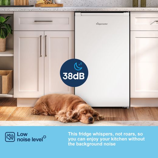 Fridgemaster MUR4894E Compact 84cm Fridge with Ice Box - White - Annotation - Low noise level