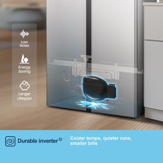 Fridgemaster American Fridge Freezer - Silver - Annotation - Durable inverter
