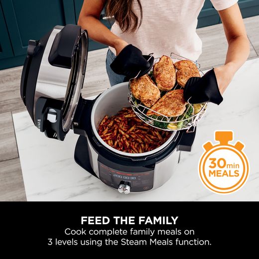 Ninja Foodi Max 15-in-1 SmartLid OL750UK 7.5 Litre Multi Cooker With Air Fryer Function - Stainless Steel / Black - Annotation - Feed the family