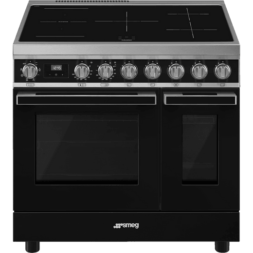 Smeg Portofino CPF92IMBL Electric Range Cooker with Induction Hob - Black - A/A Rated