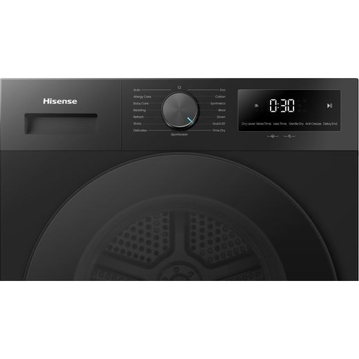 Hisense 1i KitchenFit Series DH1I800UBEEA 8Kg Heat Pump Tumble Dryer - Black - control panel shot