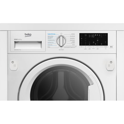 Beko SteamCure Integrated 7Kg / 5Kg Washer Dryer - White - Close up shot