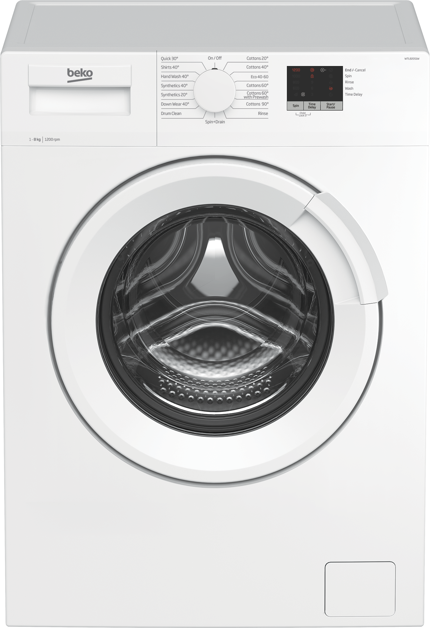 Beko WTL82051W 8kg Washing Machine with 1200 rpm - White - C Rated, White