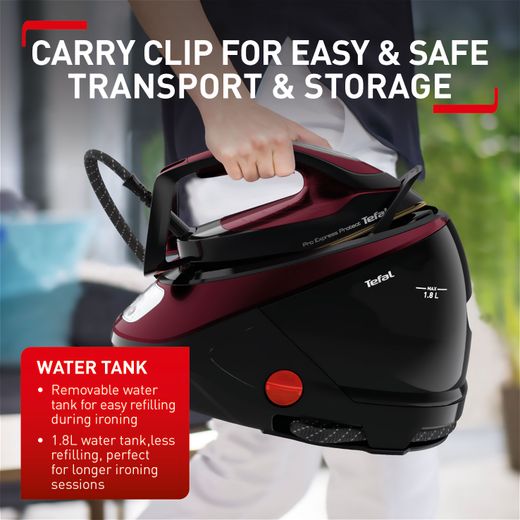 Tefal Pro Express Protect Pressurised Steam Generator Iron - Black - Annotation - Carry clip for easy & safe transport & storage