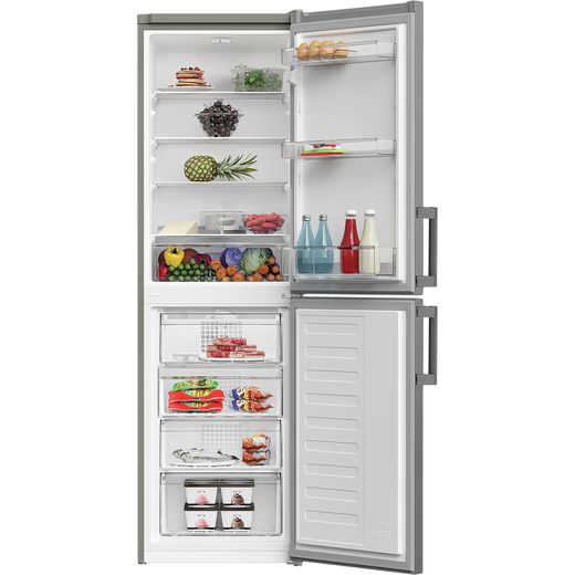 Indesit 50/50 Frost Free Fridge Freezer - Silver  - Front with door open shot