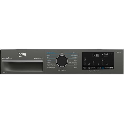Beko bPRO 500 B5T49231IG 9Kg Heat Pump Tumble Dryer - Anthracite - Control panel shot