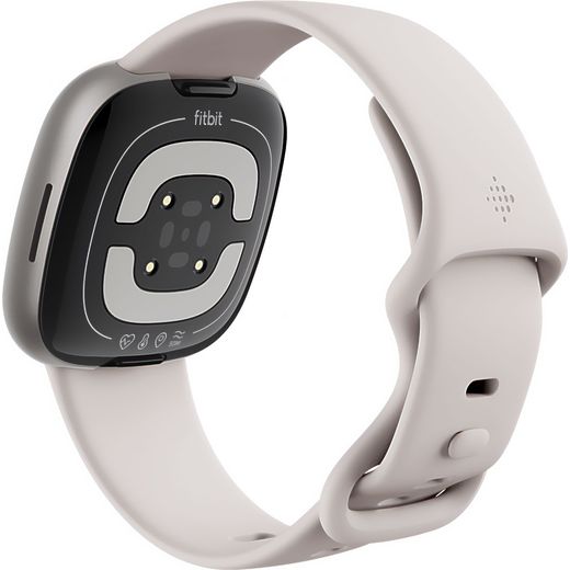 Fitbit Sense 2 Smart Watch - Lunar White/Platinum - Back right perspective shot