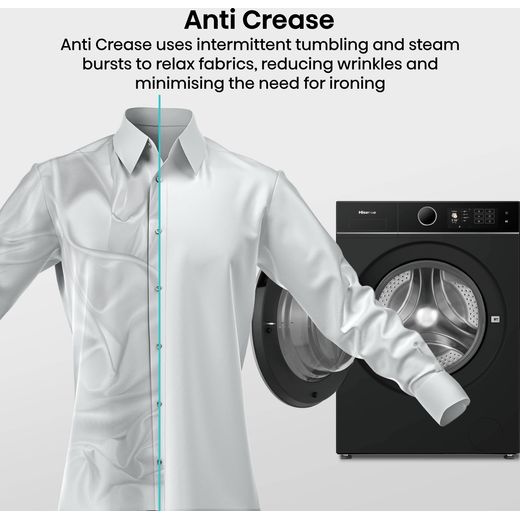 Hisense 5i KitchenFit Series WF5I1245BBR 12kg Washing Machine with 1400 rpm - Black -  Annotation - Anti crease shot