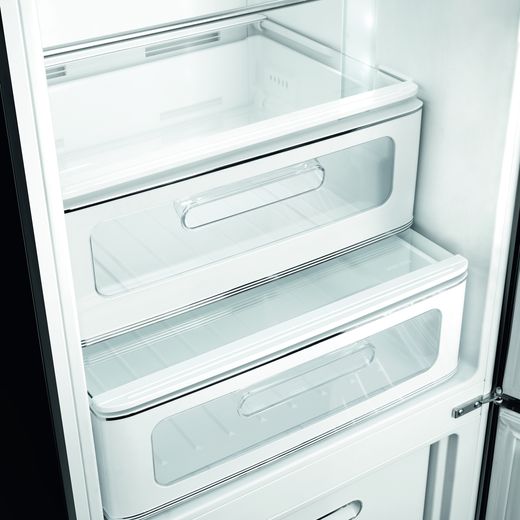 Smeg 50's Style FAB32RBL6UK 197cm Frost Free Fridge Freezer - Black - Close up fridge drawer shot