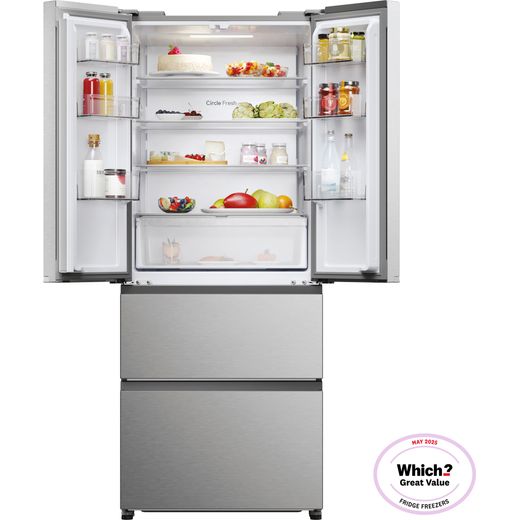 Hoover H-FRIDGE 700 American Fridge Freezer - Stainless Steel - Front with door open shot