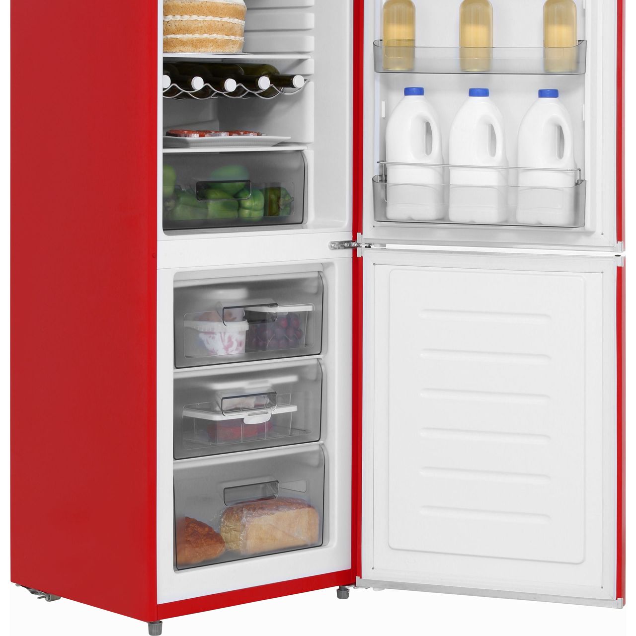 swan red fridge freezer