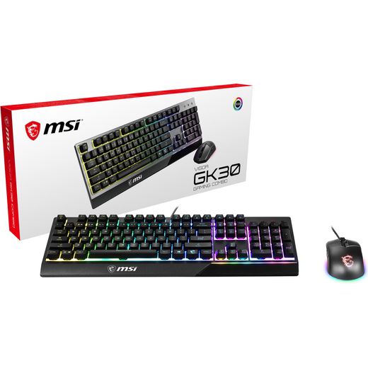 MSI Clutch GM11 Mouse and Vigor GK30 Wired USB Gaming Keyboard - Black