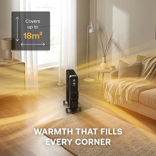 Dimplex Oil Free Radiator 2400W - Anthracite - Annotation - Warmth shot