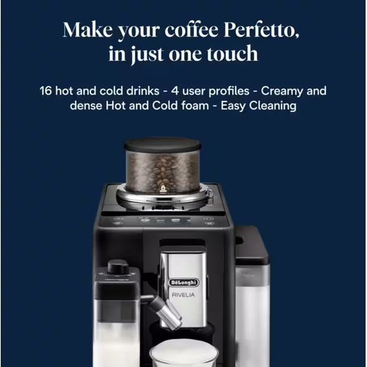 De'Longhi Rivelia EXAM440.55.B Bean to Cup Coffee Machine - Black - Annotation - Coffee perfetto in just one touch