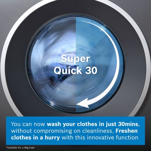 Bosch Series 6 i-Dos WGH254ARGB 10kg WiFi Connected Washing Machine with 1400 rpm - Graphite - Annotation - super quick shot