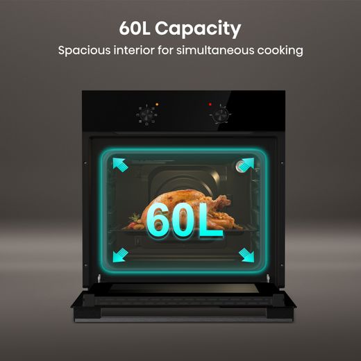 Hisense Built In Electric Single Oven - Black - Annotation - 60L capacity
