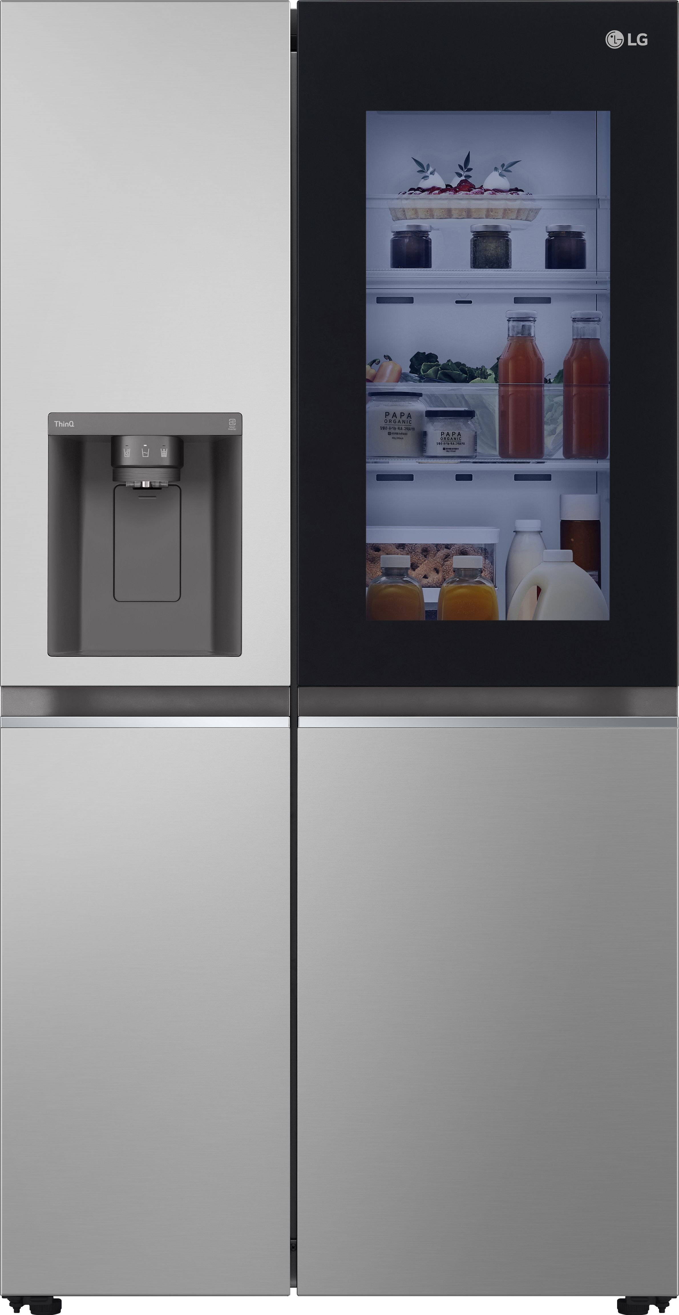 LG InstaView GSGV81PYLL Wifi Connected Non-Plumbed Frost Free American Fridge Freezer - Prime Silver - E Rated, Silver