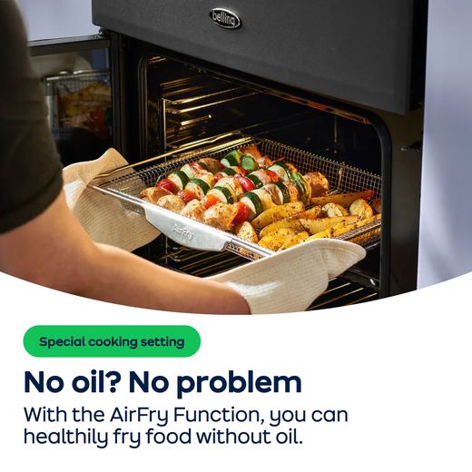 Belling Farmhouse 100E 100cm Electric Range Cooker with Ceramic Hob - Black - AO Annotation - Airfry-Function