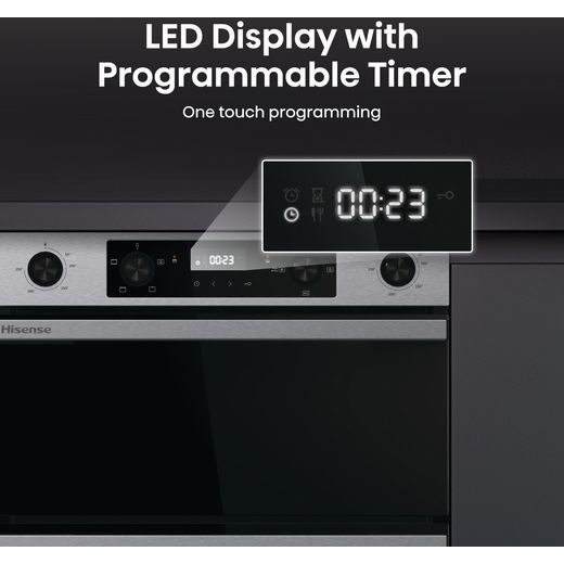 Hisense Hi6 Built In Electric Double Oven - Stainless Steel - Annotation - LED display shot