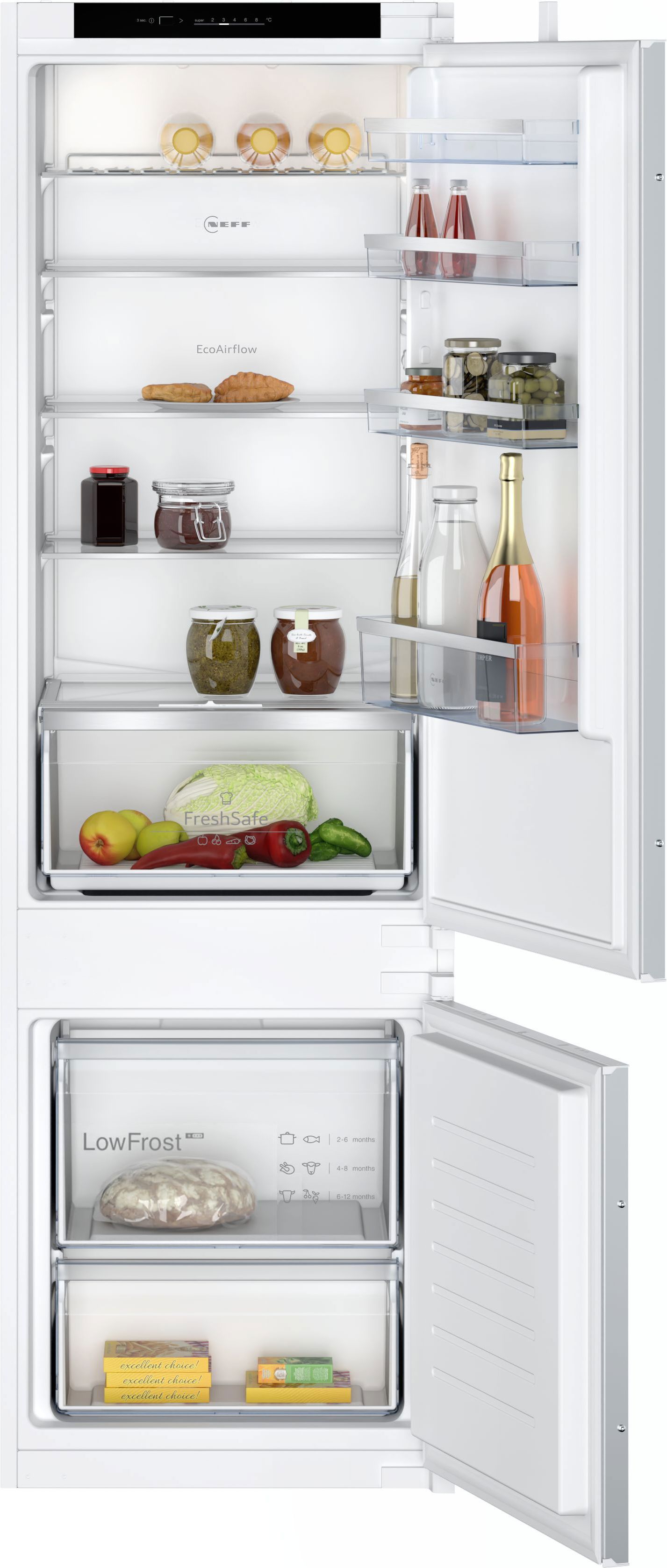 Image of NEFF N50 KI5872SE0G 177cm 70/30 Integrated Fridge Freezer with Sliding Door Hinge - White - E Rated, White