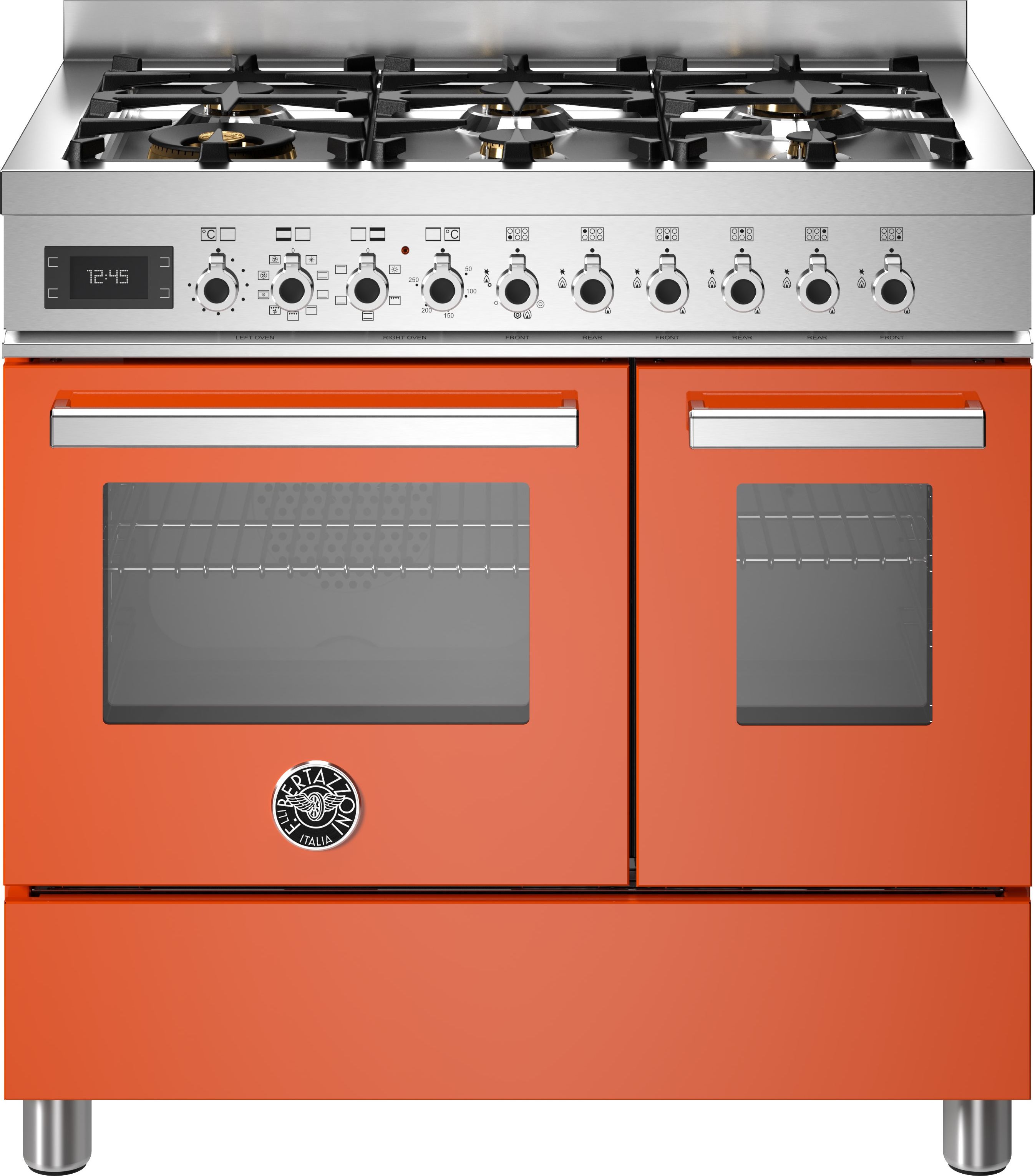 Bertazzoni PRO96L2EART 90cm Dual Fuel Range Cooker 2 Ovens Gas Hob Orange