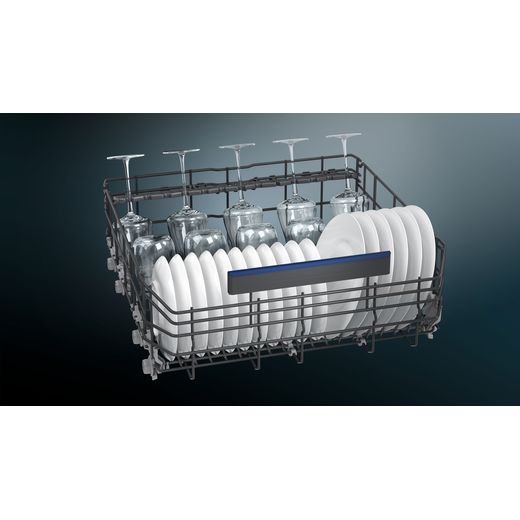 Siemens IQ-500 Fully Integrated Standard Dishwasher - Black with Fixed Door Fixing Kit - Left basket shot