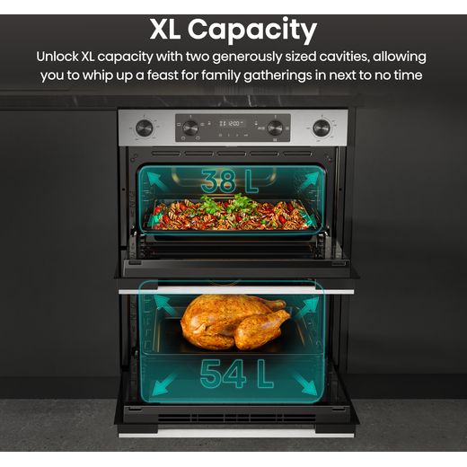 Hisense HIPKD4AX60IND Freestanding Electric Double Oven - Black / Stainless Steel - Annotation - Capacity shot