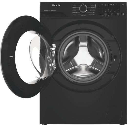 Hotpoint Fabric Care HB123WBCAREUK 12kg WiFi Connected Washing Machine with 1400 rpm - Black - Door open