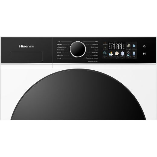 Hisense 3i KitchenFit Series DH3I902UWDC Wifi Connected 9Kg Heat Pump Tumble Dryer - White - control panel shot