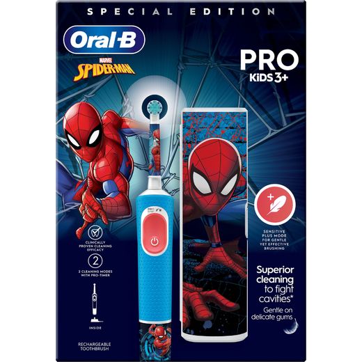 Oral B Vitality PRO Kids Giftset Spider-Man Electric Toothbrush - Blue - Front box shot