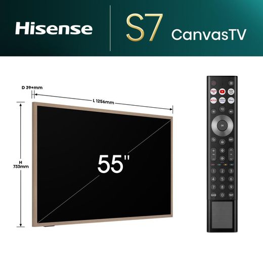 Hisense S7NQ Canvas 55" 4K Ultra HD QLED Smart Freely TV - Annotation - Dimensions shot 