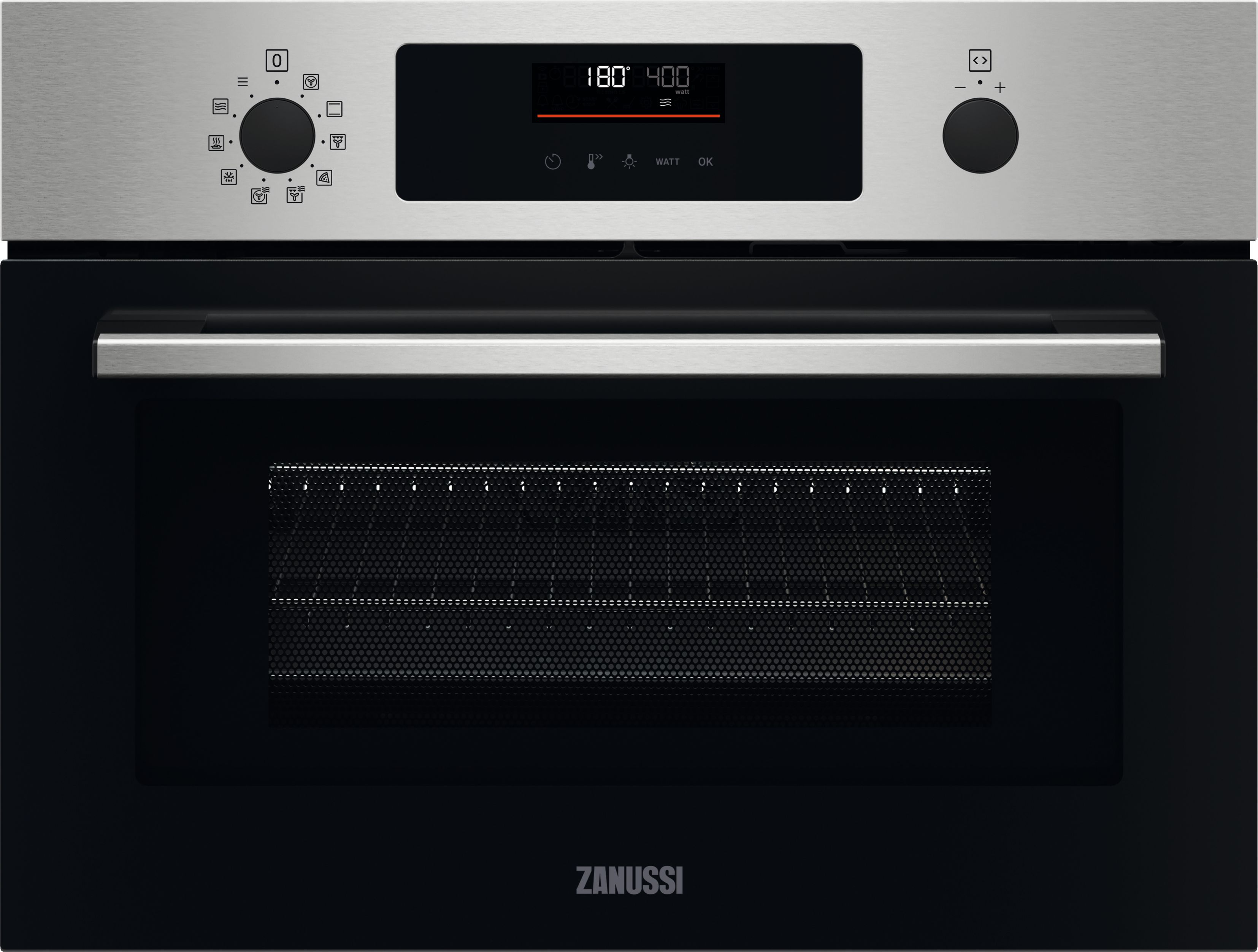 Zanussi Series 60 CookQuick ZVENM6XN 46cm tall, 60cm wide, Built In Microwave - Stainless Steel, Stainless Steel