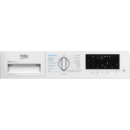 Beko RecycledTub® Integrated 9Kg / 5Kg Washer Dryer - White - Control panel shot