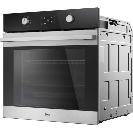 Hoover HO6 H5B3YTX Wifi Connected Built In Electric Single Oven with Pyrolytic Cleaning - Stainless Steel - Left perspective shot