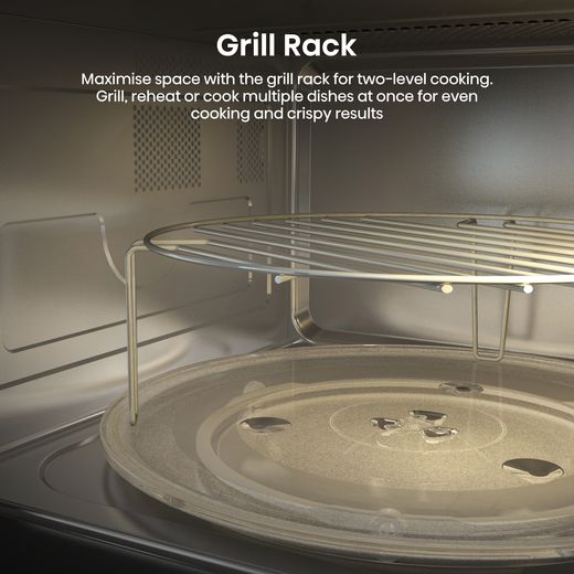 Hisense BIM325G52BGUK 25 Litre 39cm High, Built In Small - Black - Annotation - Grill rack