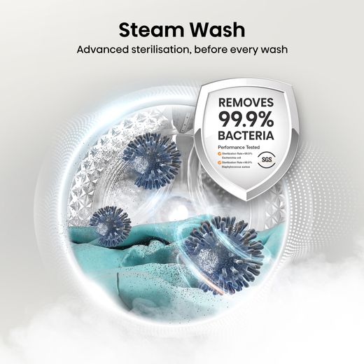 Hisense 3S Series WF3S9043BB3 9kg Washing Machine with 1400 rpm - Black - Annotation - Steam wash shot