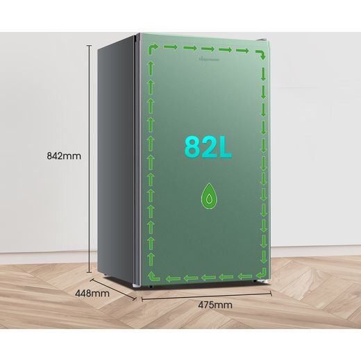 Fridgemaster MUR4894ES Compact 84cm Fridge with Ice Box - Stainless Steel - Annotation - dimension shot